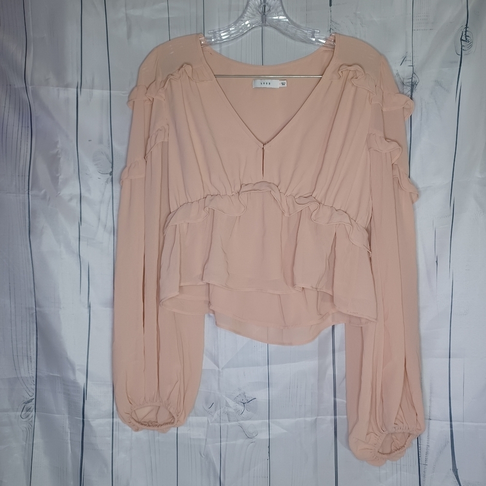 Lush boho v-neck fairycore Coquette Cropped Peplum top